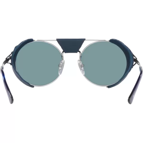 Persol Po2496sz Round SunglassesSilverGreen Polarized