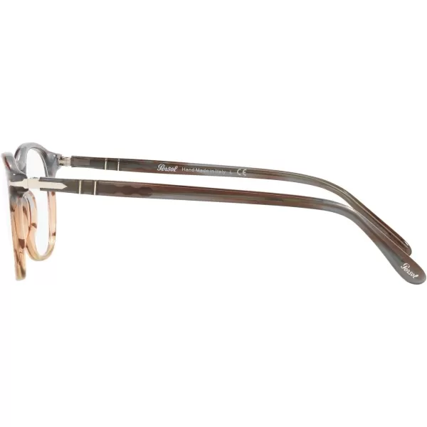 Persol Po3007v Square Prescription Eyewear FramesStriped Grey Gradient BrownDemo Lens