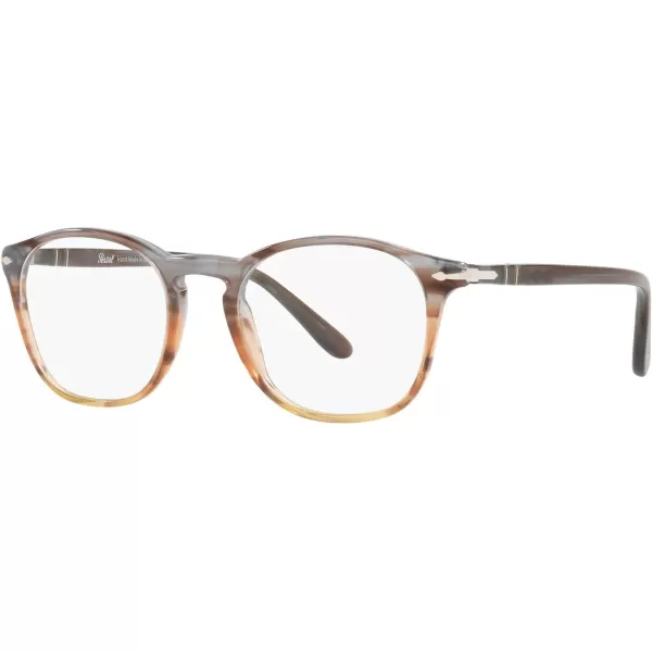 Persol Po3007v Square Prescription Eyewear FramesStriped Grey Gradient BrownDemo Lens