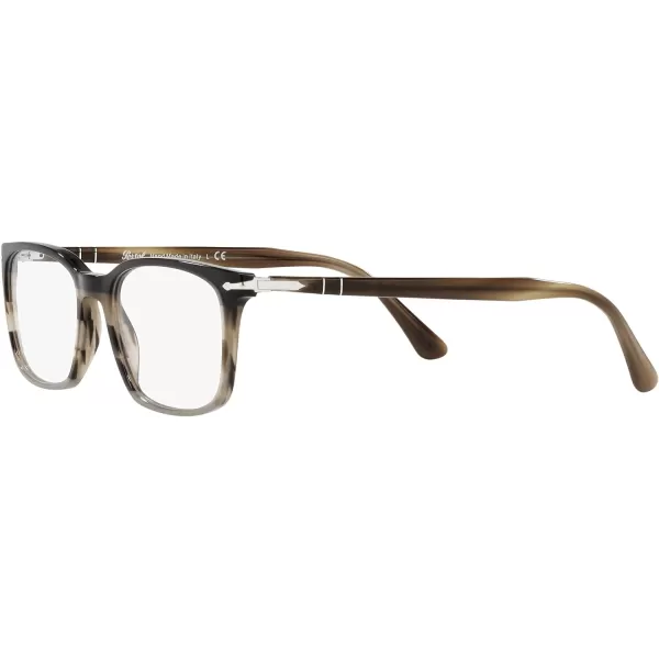 Persol Po3189v Rectangular Prescription Eyewear FramesStriped BrownGreyBlackDemo Lens