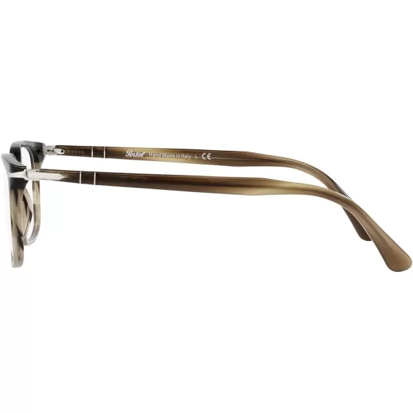 Persol Po3189v Rectangular Prescription Eyewear FramesStriped BrownGreyBlackDemo Lens