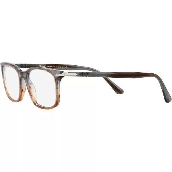 Persol Po3189v Rectangular Prescription Eyewear FramesStriped GreyGradient BrownDemo Lens
