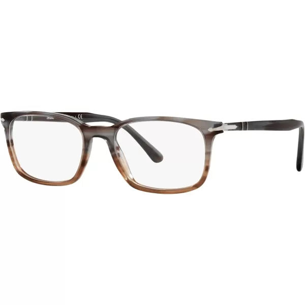 Persol Po3189v Rectangular Prescription Eyewear FramesStriped GreyGradient BrownDemo Lens