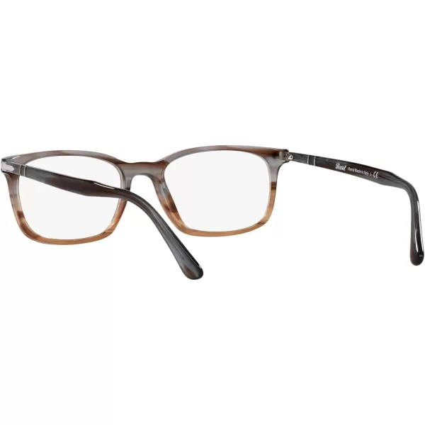 Persol Po3189v Rectangular Prescription Eyewear FramesStriped GreyGradient BrownDemo Lens