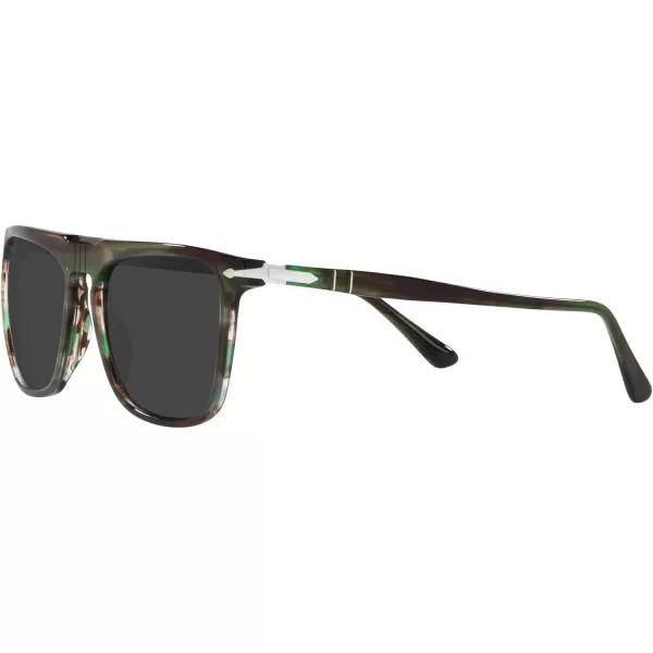 Persol Po3225s Rectangular SunglassesStriped GreenBlack Polarized