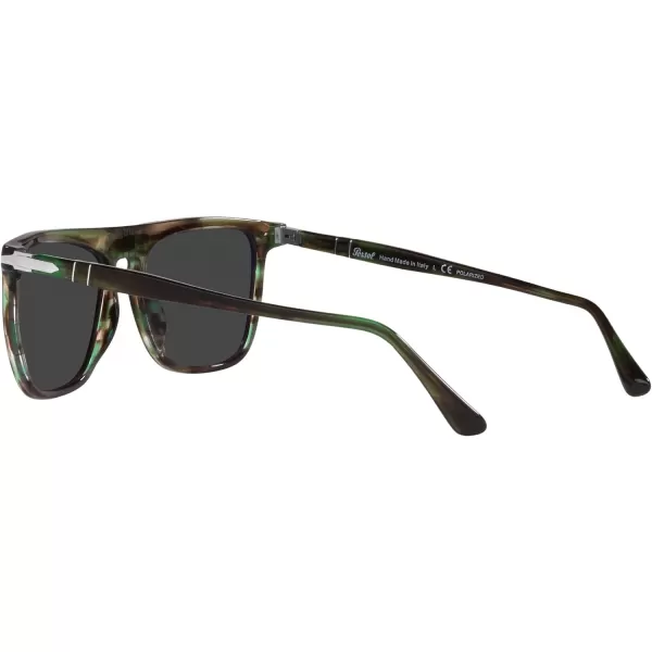 Persol Po3225s Rectangular SunglassesStriped GreenBlack Polarized