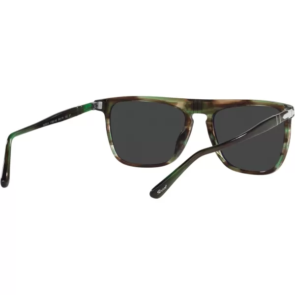 Persol Po3225s Rectangular SunglassesStriped GreenBlack Polarized