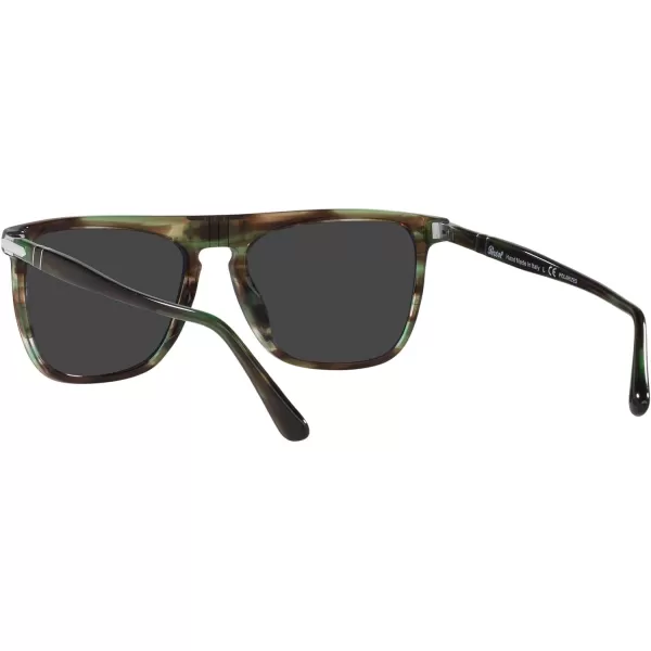 Persol Po3225s Rectangular SunglassesStriped GreenBlack Polarized