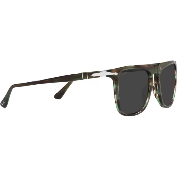 Persol Po3225s Rectangular SunglassesStriped GreenBlack Polarized