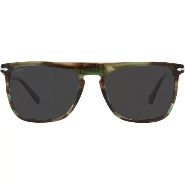 Persol Po3225s Rectangular SunglassesStriped GreenBlack Polarized