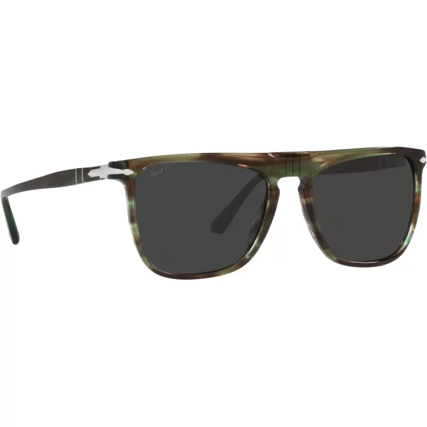 Persol Po3225s Rectangular SunglassesStriped GreenBlack Polarized