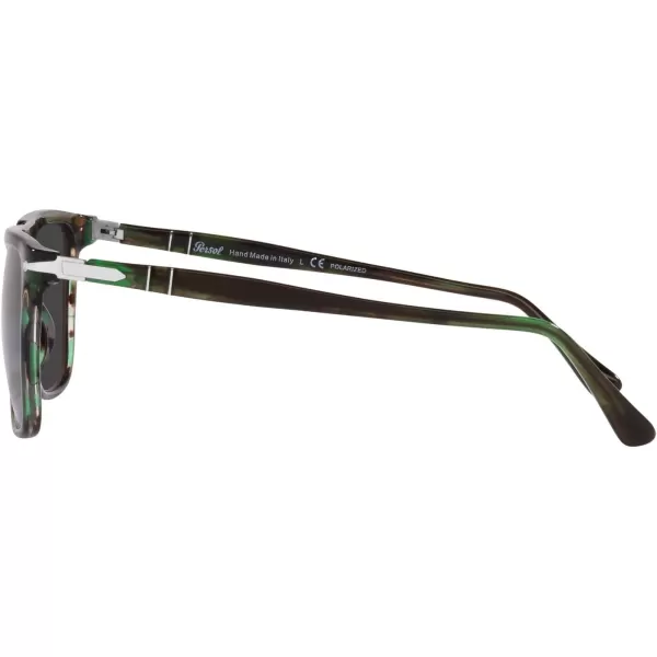 Persol Po3225s Rectangular SunglassesStriped GreenBlack Polarized