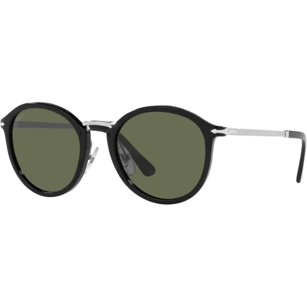 Persol Po3309s Round SunglassesBlackPolarized Green