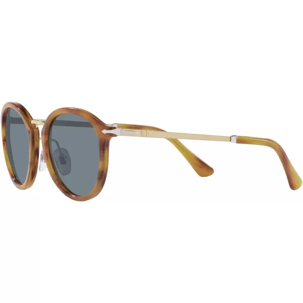 Persol Po3309s Round SunglassesStriped BrownLight Blue