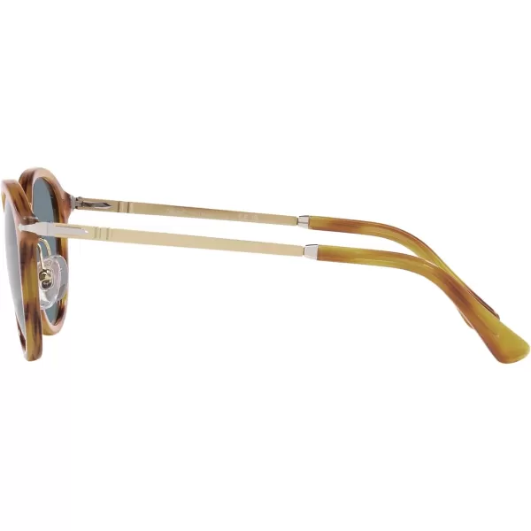 Persol Po3309s Round SunglassesStriped BrownLight Blue