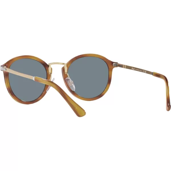 Persol Po3309s Round SunglassesStriped BrownLight Blue