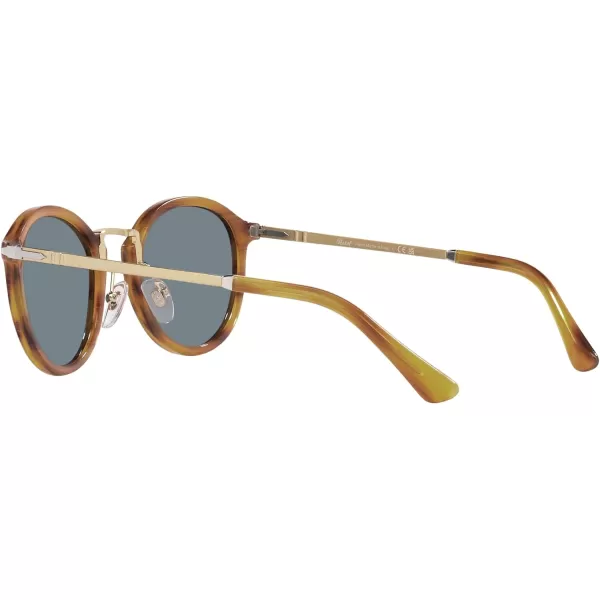 Persol Po3309s Round SunglassesStriped BrownLight Blue