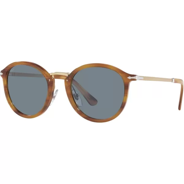 Persol Po3309s Round SunglassesStriped BrownLight Blue