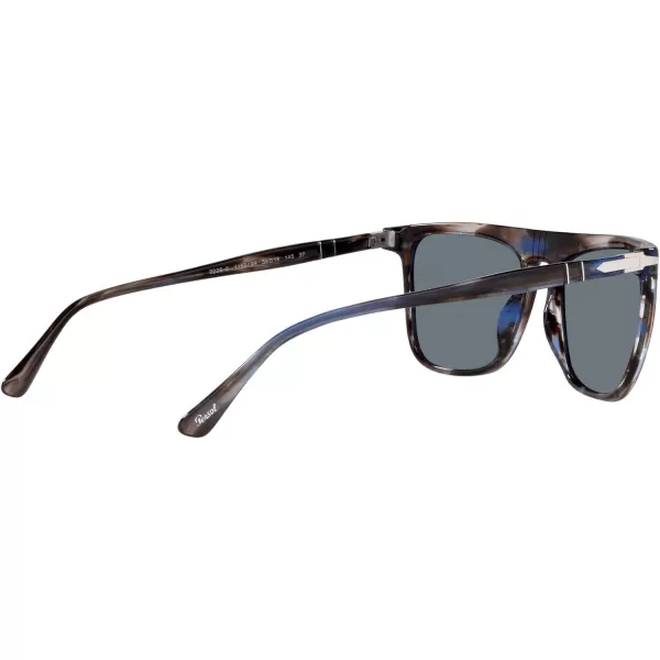 Persol Unisex Sunglasses Black Frame Green Lenses 56MMStriped BlueDark Blue Polarized