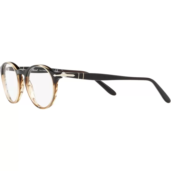 Persol Womens Po3092v Round Prescription Eyewear FramesGradient BlackStriped BrownDemo