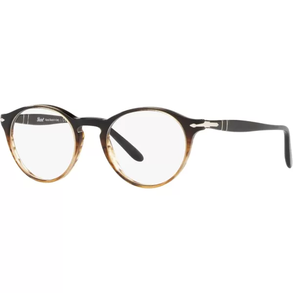 Persol Womens Po3092v Round Prescription Eyewear FramesGradient BlackStriped BrownDemo