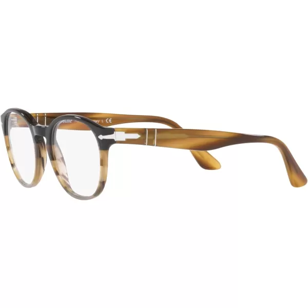 Persol Womens Po3284v Round Prescription Eyewear FramesBlackStriped BrownDemo Lens