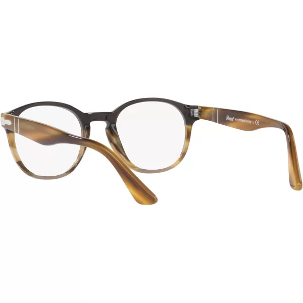 Persol Womens Po3284v Round Prescription Eyewear FramesBlackStriped BrownDemo Lens