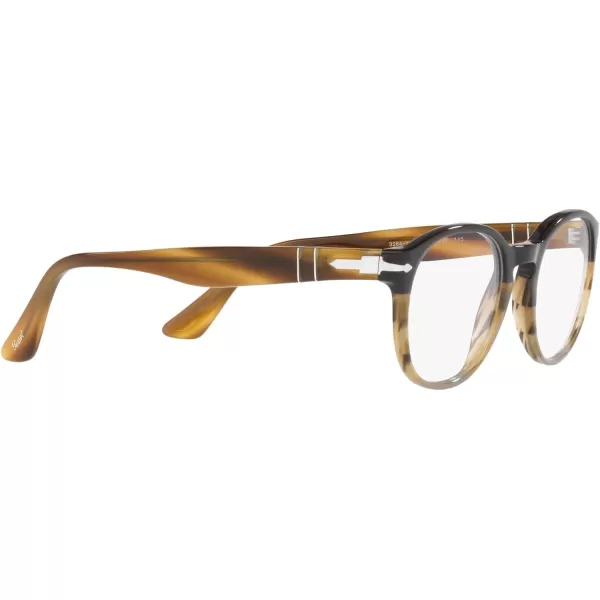 Persol Womens Po3284v Round Prescription Eyewear FramesBlackStriped BrownDemo Lens