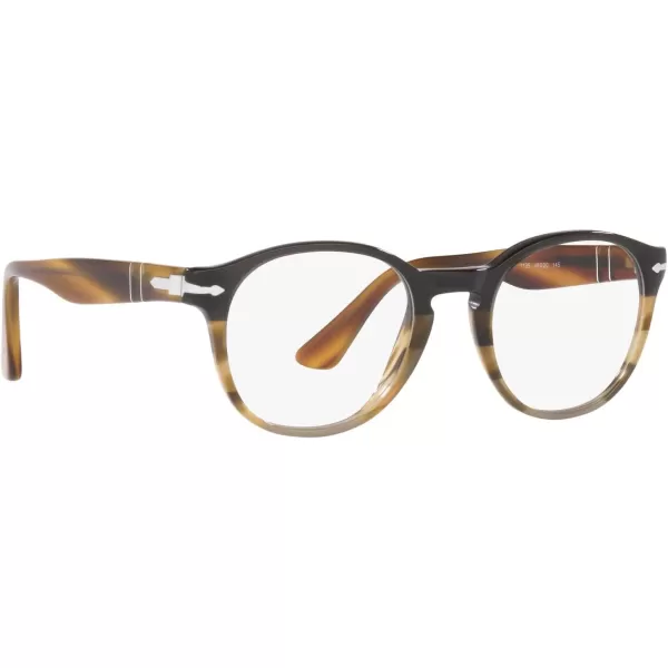 Persol Womens Po3284v Round Prescription Eyewear FramesBlackStriped BrownDemo Lens