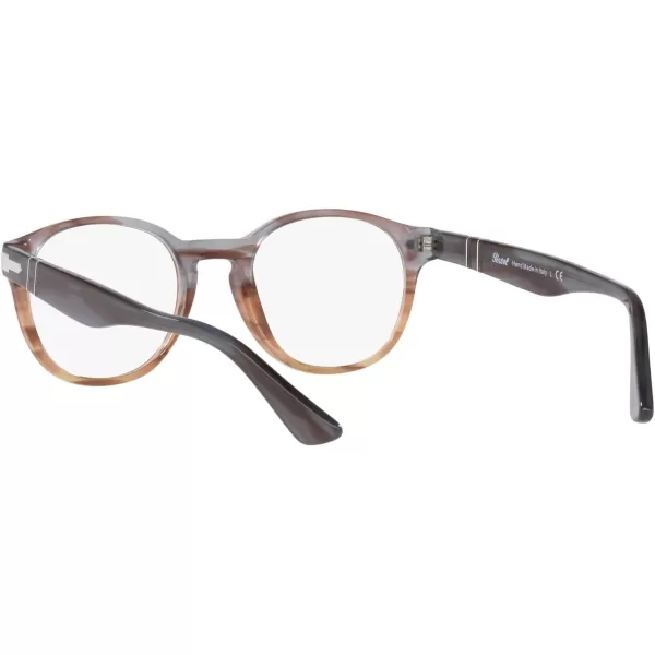 Persol Womens Po3284v Round Prescription Eyewear FramesStriped Grey Gradient Striped BrownDemo Lens