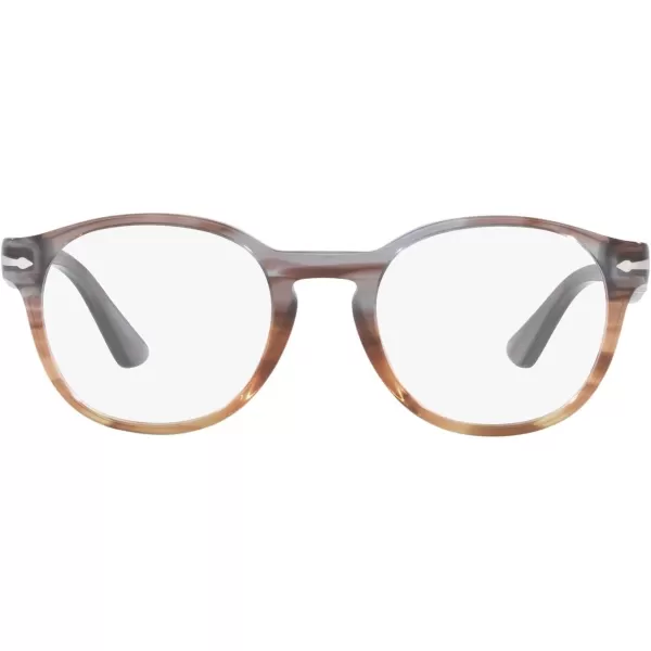 Persol Womens Po3284v Round Prescription Eyewear FramesStriped Grey Gradient Striped BrownDemo Lens