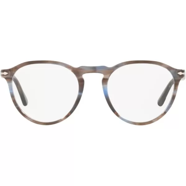 Persol Mens Po3286v Round Prescription Eyewear FramesStriped BlueDemo Lens