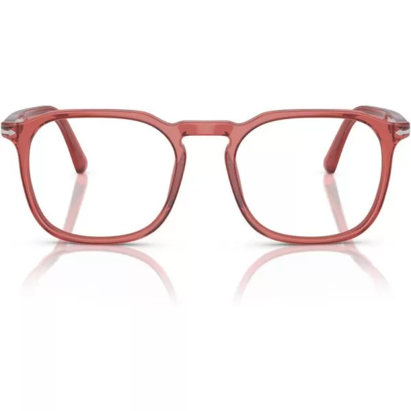 Persol Mens Po3337v Round Prescription Eyewear FramesTransparent RedDemo Lens