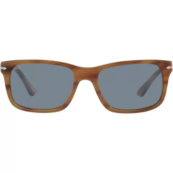 Persol PO3048S Rectangular SunglassesStriped BrownLight Blue