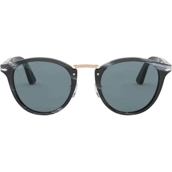 Persol PO3108S Round SunglassesStriped BlackBlue