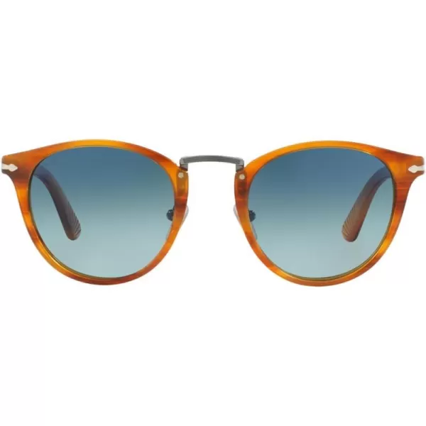 Persol PO3108S Round SunglassesStriped BrownBlue Gradient Polarized