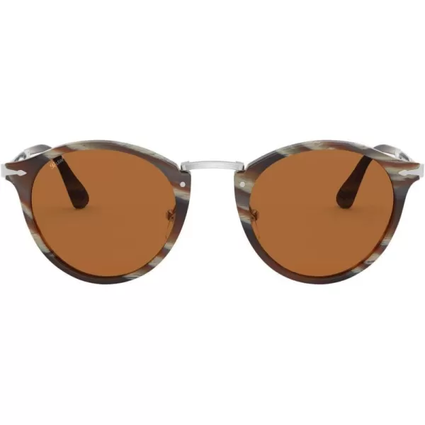 Persol PO3166S Round SunglassesStriped BrownBrown Blue