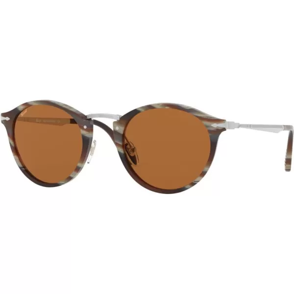 Persol PO3166S Round SunglassesStriped BrownLight Brown