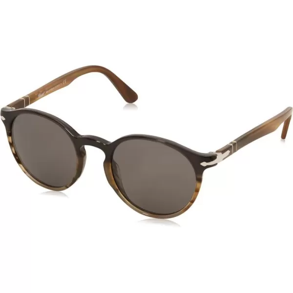 Persol PO3171S Round SunglassesBlackGrey StripedDark Grey