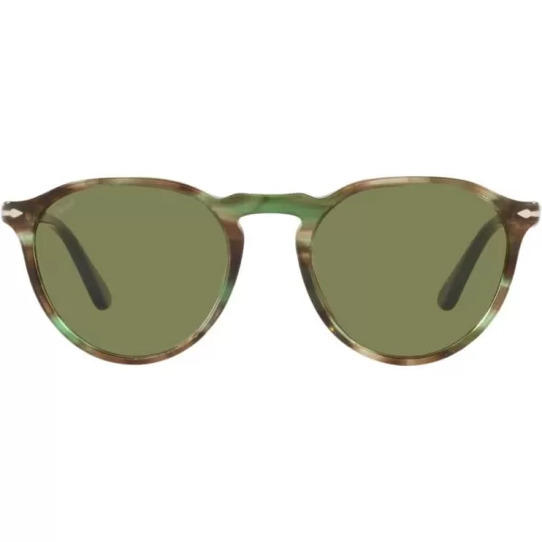 Persol PO3286S Round SunglassesStriped GreenLight Green