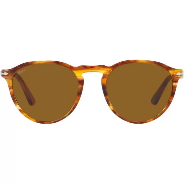 Persol PO3286S Round SunglassesStriped RedBrown