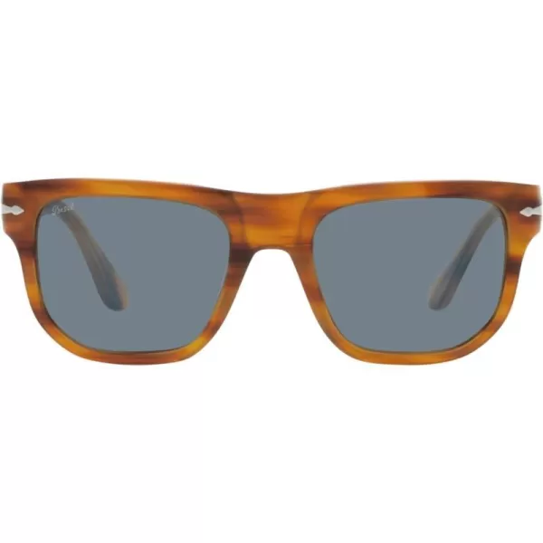 Persol PO3306S Square SunglassesStriped BrownLight Blue