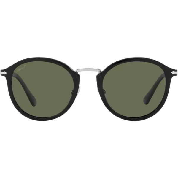 Persol Po3309s Round SunglassesBlackPolarized Green