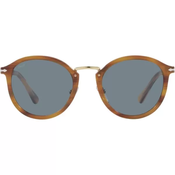 Persol Po3309s Round SunglassesStriped BrownLight Blue