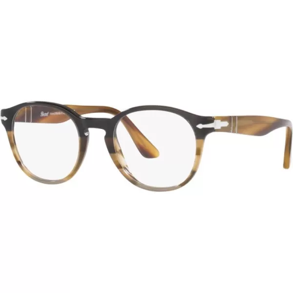 Persol Womens Po3284v Round Prescription Eyewear FramesBlackStriped BrownDemo Lens