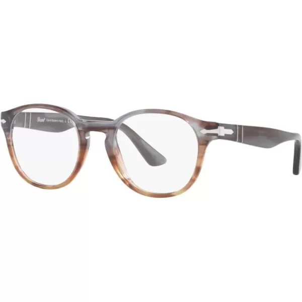 Persol Womens Po3284v Round Prescription Eyewear FramesStriped Grey Gradient Striped BrownDemo Lens