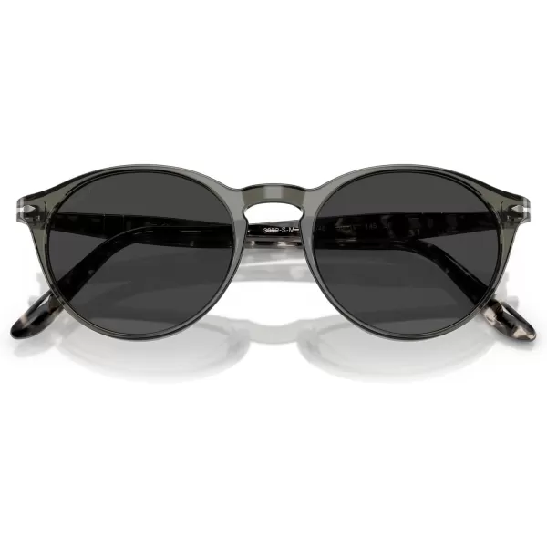 Persol Mens PO3092SM Round Sunglasses SmokePolarized Black 50 mm