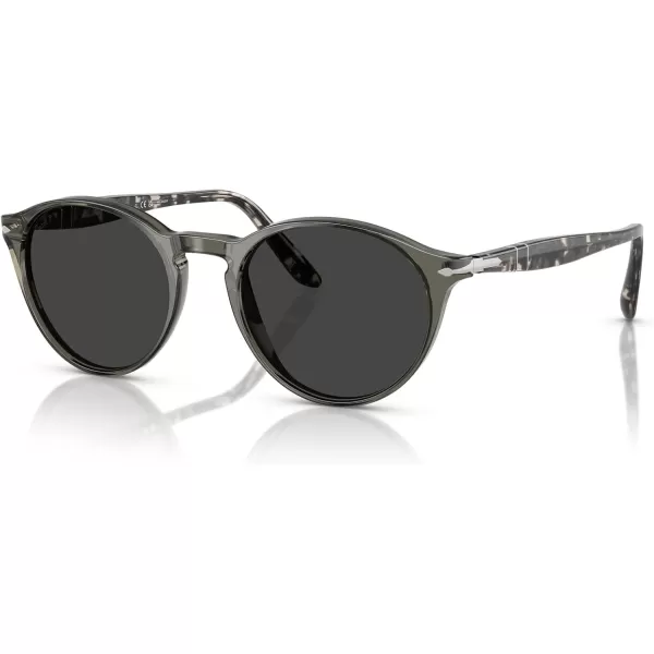 Persol Mens PO3092SM Round Sunglasses SmokePolarized Black 50 mm