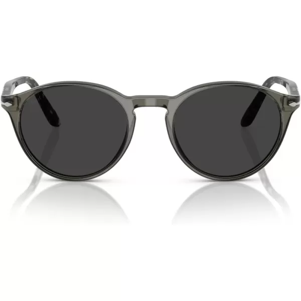 Persol Mens PO3092SM Round Sunglasses SmokePolarized Black 50 mm