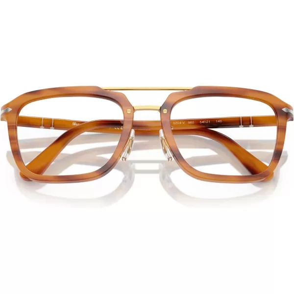 imagePersol Po0204v Square Prescription Eyewear FramesStriped BrownDemo Lens